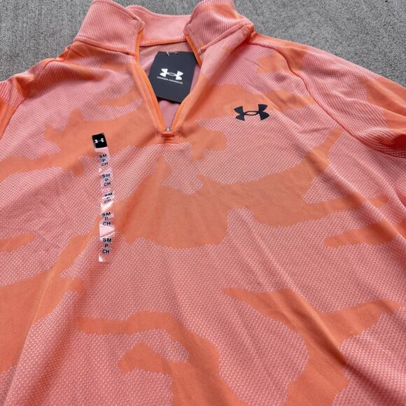 Under Armour Pullover Mens Small Orange Velocity Jacquard 1/4 Zip Camo 1375664 - Picture 6 of 12